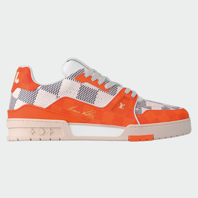 TENIS LOUIS VUITTON LV TRAINER DAMIER WHITE ORANGE