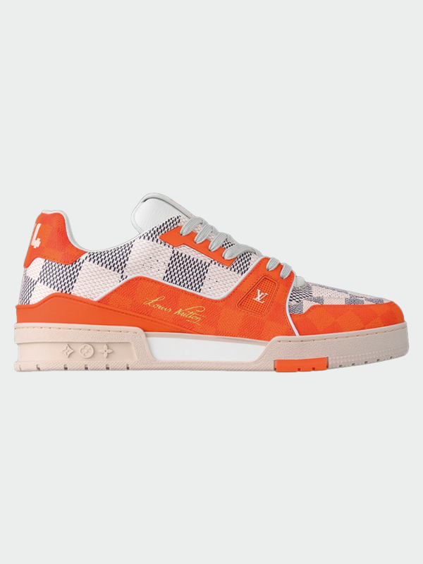 TENIS LOUIS VUITTON LV TRAINER DAMIER WHITE ORANGE