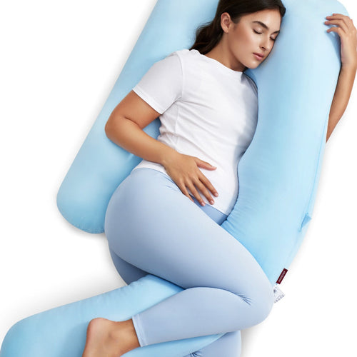 Cojín Ergonómico de Maternidad y Lactancia en Forma de U con Soporte Lumbar y Funda de Algodón Lavable