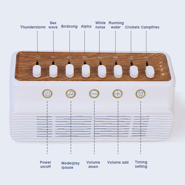 Bocina Bluetooth Portátil Táctil Sonido 360° con Sonidos Naturales Relajantes y Luz Ambiental LED