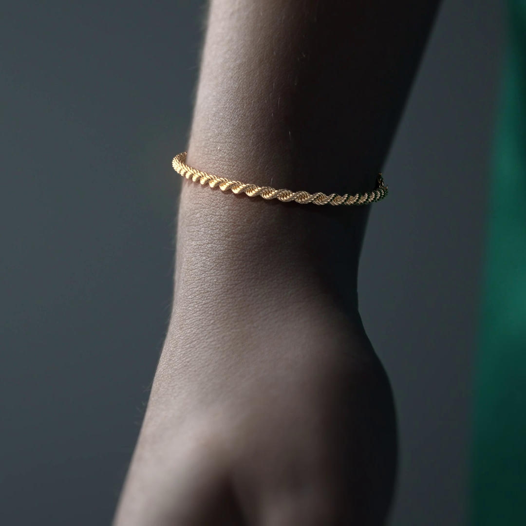 Pulsera de Oro 14K Estilo Torsal Italiano | Brazalete Elegante y Sofisticado