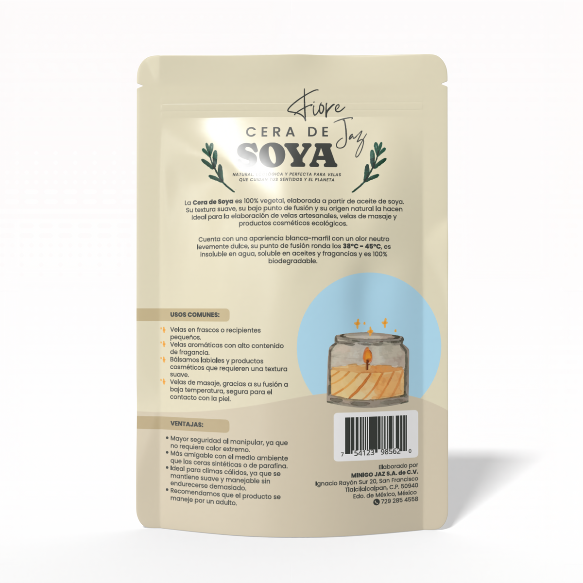 Cera de soya de bajo punto de fusión para masajes y velas decorativas