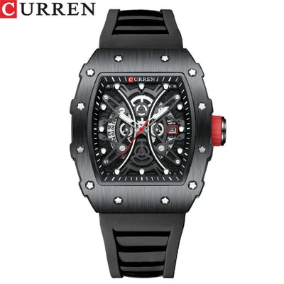 Reloj Deportivo Esqueleto Curren CUR-230 Sumergible con Caja Cuadrada y Correa de Silicón