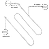 Cadena De Plata 925 Estilo Torsal De Calibre 3.3 Mm