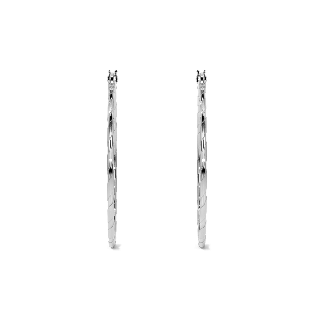 Arete De Plata 925 Extra Ligero Para Mujer Con Diamantado Cordon Blue
