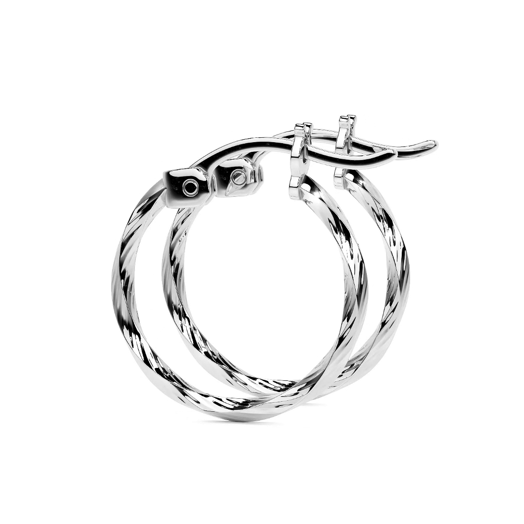 Arete De Plata 925 Extra ligero Para Mujer Con Diamantado Torsal