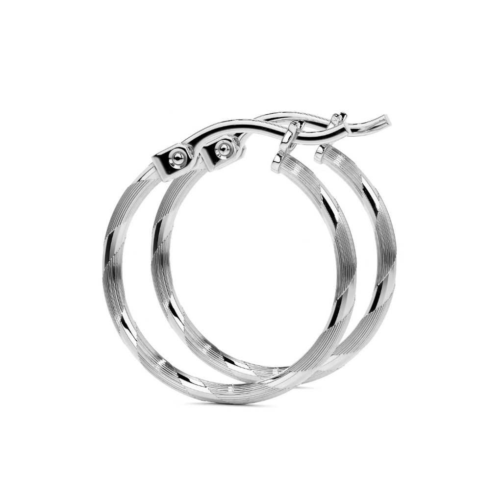 Arete De Plata 925 Extra Ligero Para Mujer Con Diamantado Cordon Blue