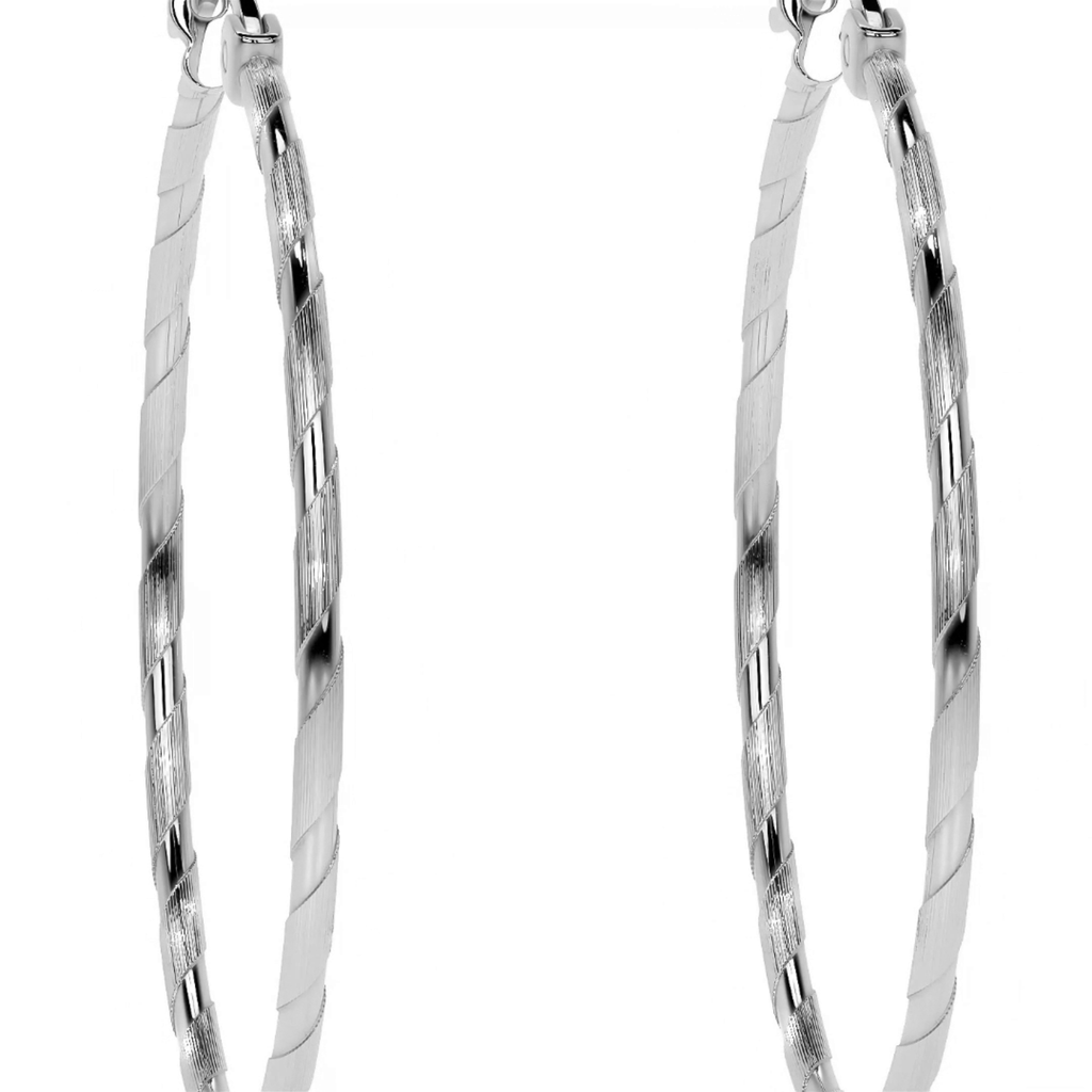 Arete De Plata 925 Extra Ligero Para Mujer Con Diamantado Cordon Blue