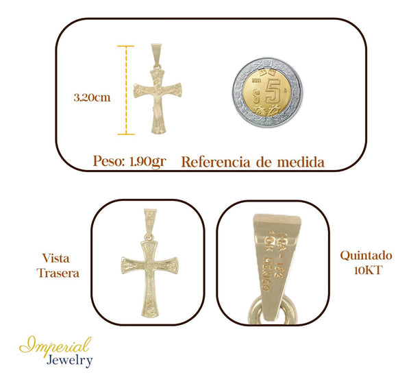 Dije En Figura De Cruz Con Cristo Arenado En Oro 10k 2.0 Grm