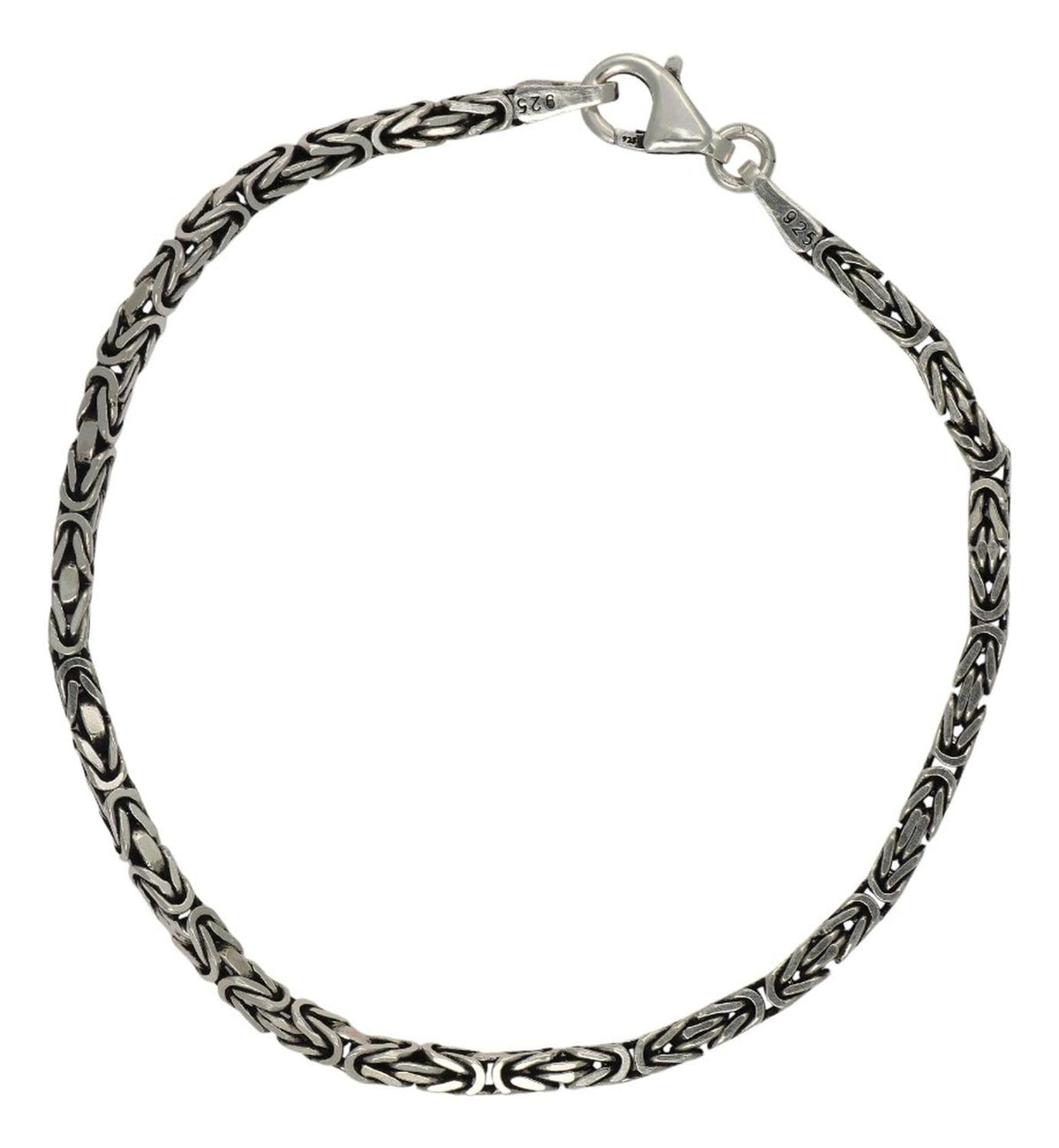 Pulsera De Plata 925 Bizantino 20cm Calibre 2.6 Mm Italiana