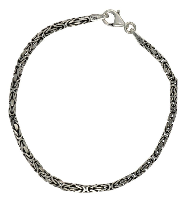 Pulsera De Plata 925 Bizantino 20cm Calibre 2.6 Mm Italiana