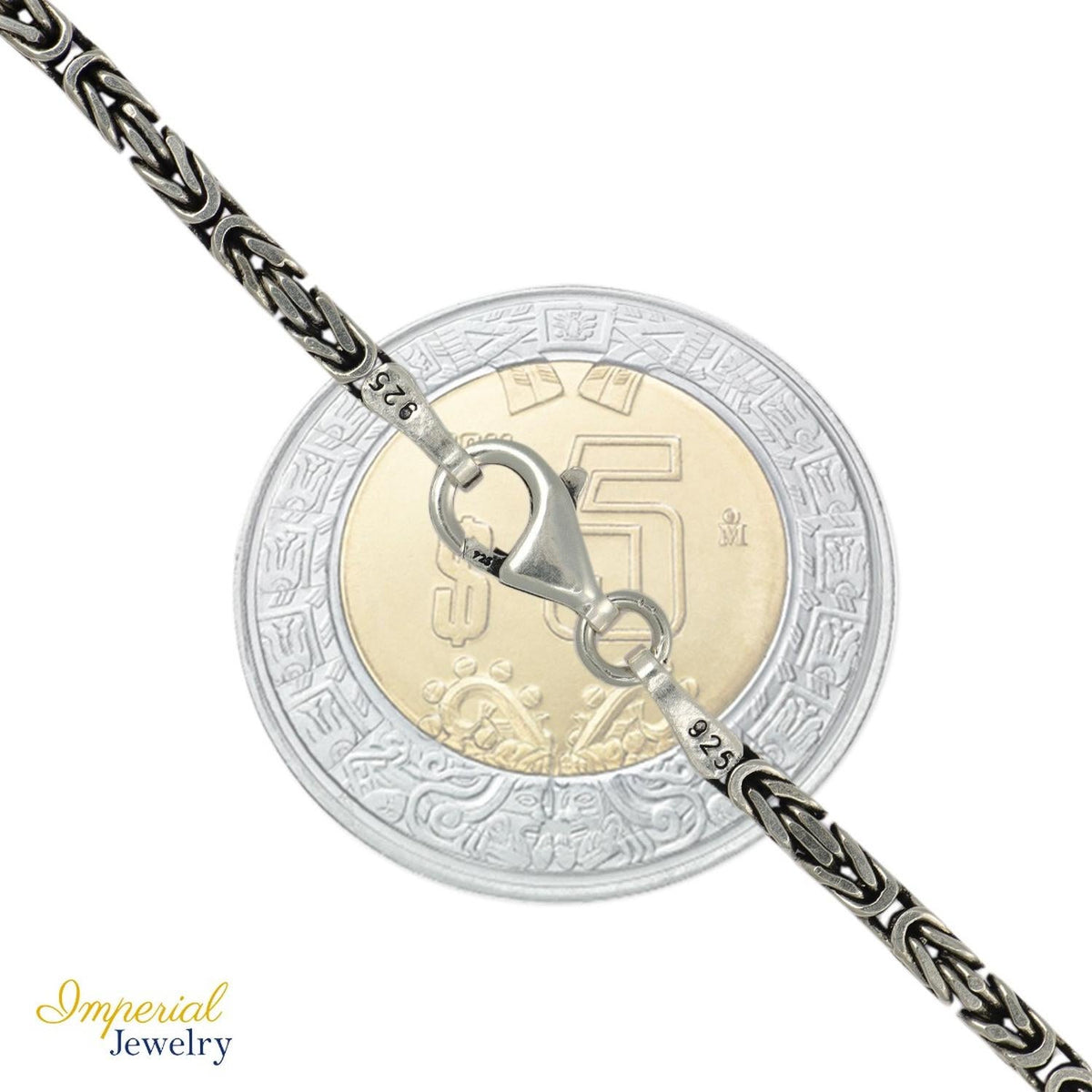 Pulsera De Plata 925 Bizantino 20cm Calibre 2.6 Mm Italiana