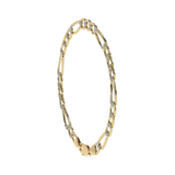 Pulsera de Oro 10K Estilo Fígaro 3x1 Pavé Italiano | Brazalete Sólido de Joyería Fina