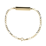 Pulsera Esclava de Oro 10K Estilo Fígaro 3x1 con Placa | Joyería Italiana