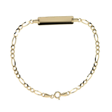 Pulsera Esclava de Oro 10K Estilo Fígaro 3x1 con Placa | Joyería Italiana