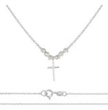 Collar De Cruz De Plata 925 Con Bola Diamantada De 45 Cm