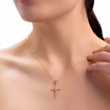 Collar De Cruz De Tubo Y Cristo Rodinado De Oro De 14k