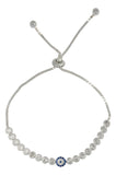 Pulsera De Plata 925 De Ojo Turco Con Zirconia Blanca Y Azul