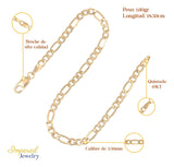 Pulsera Italiana Figaro Hueca De 10 Quilates 3.5mm, 18.5 Cm