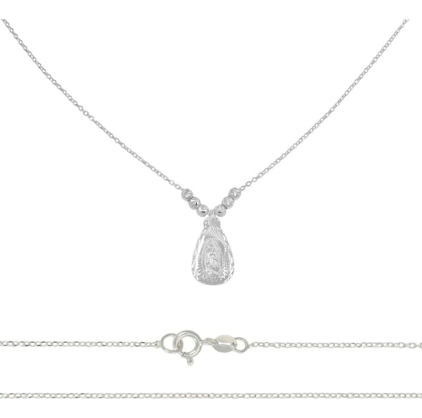 Collar De La Virgen De Plata 925 Con Bola Diamantada De 45cm
