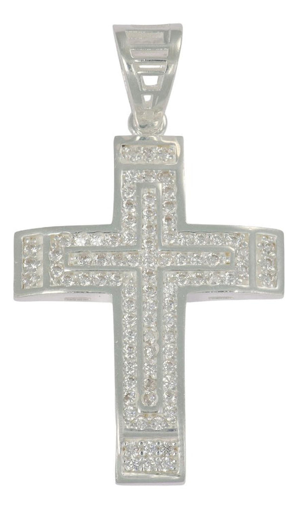 Dije Turco De Plata 925 De Cruz Elevada Con Zirconia