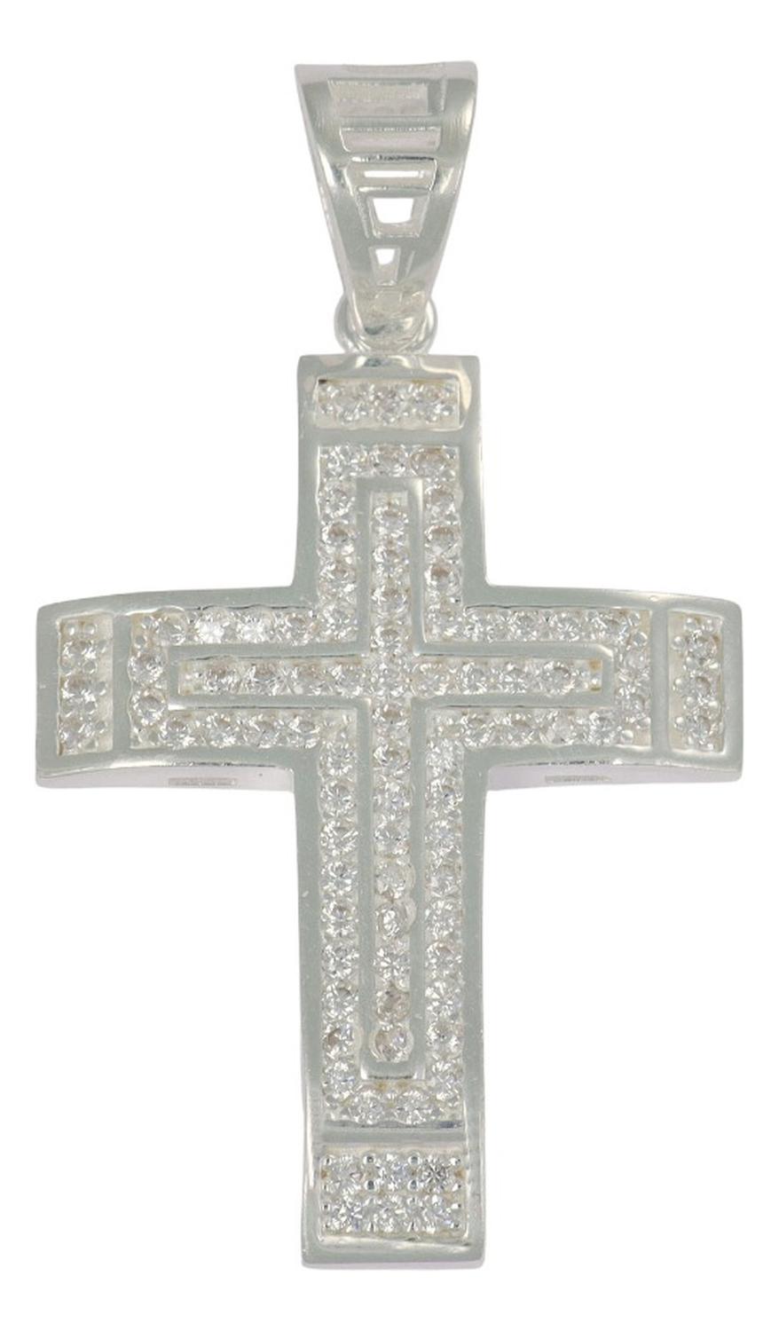 Dije Turco De Plata 925 De Cruz Elevada Con Zirconia