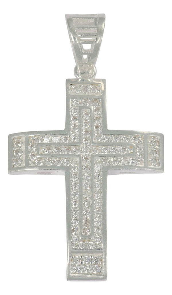 Dije Turco De Plata 925 De Cruz Elevada Con Zirconia