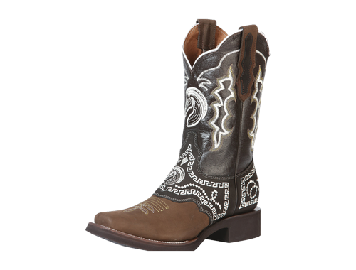 Bota Vaquera de Hombre El General Bordada Rodeo en Piel Nobuck Color Camel 51117