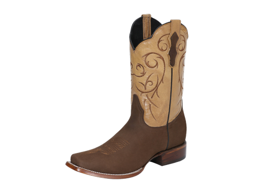 Bota Vaquera de Hombre El Señor de los Cielos Rodeo en Piel Bovino Nobuck Color Camel 124071