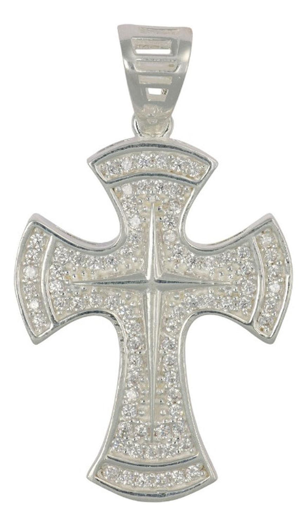 Dije Turco De Plata Ley 925 De Cruz Gresa Con Zirconia