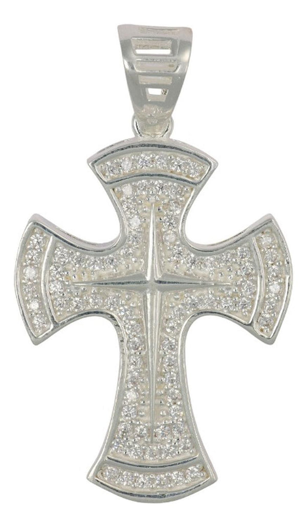 Dije Turco De Plata Ley 925 De Cruz Gresa Con Zirconia