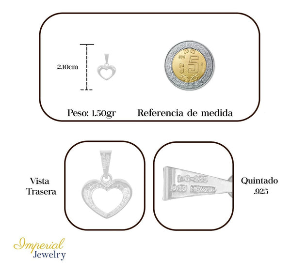 Dije De Plata Ley 925 De Corazon Liso