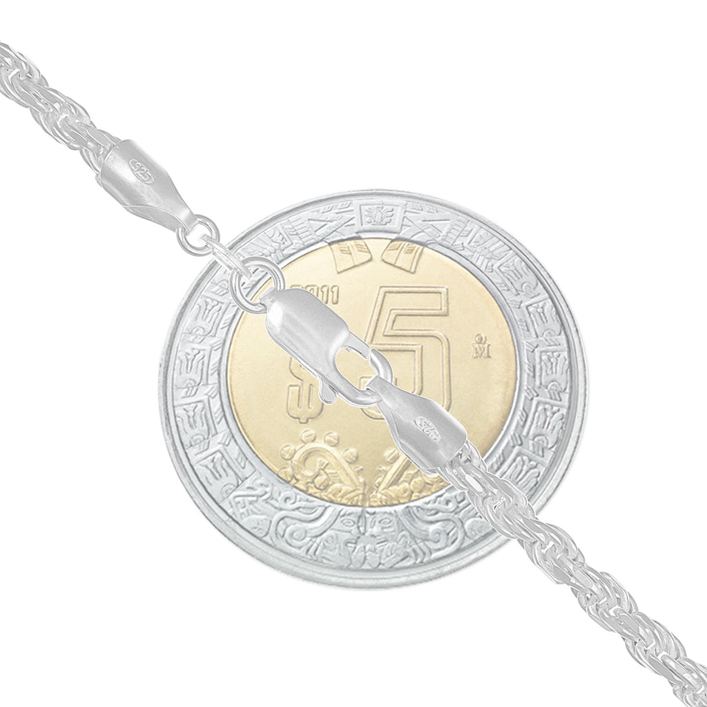 Cadena De Plata 925 Estilo Torsal De Calibre 3.3 Mm