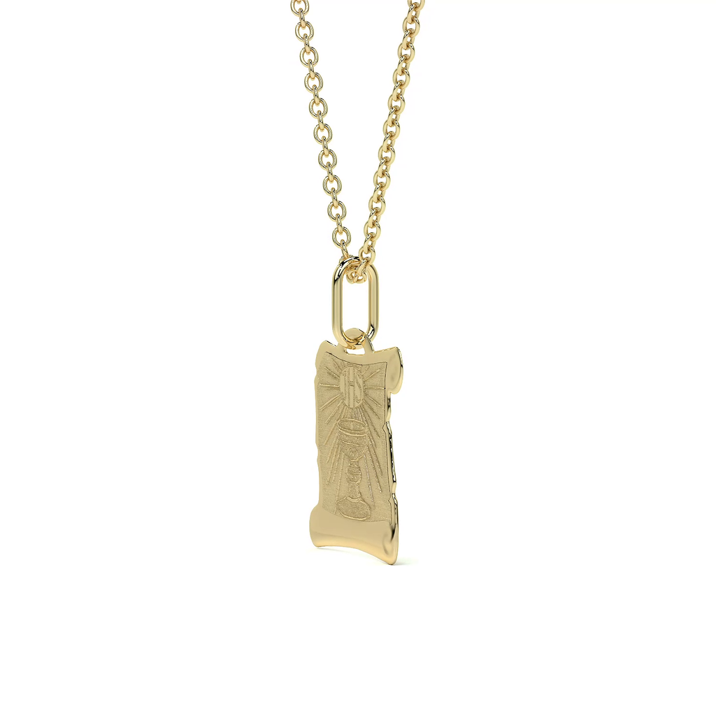 Dije de Oro 10K Medalla Religiosa Sagrado Caliz | Dije Oro Italiano 12mm | Joyería Fina