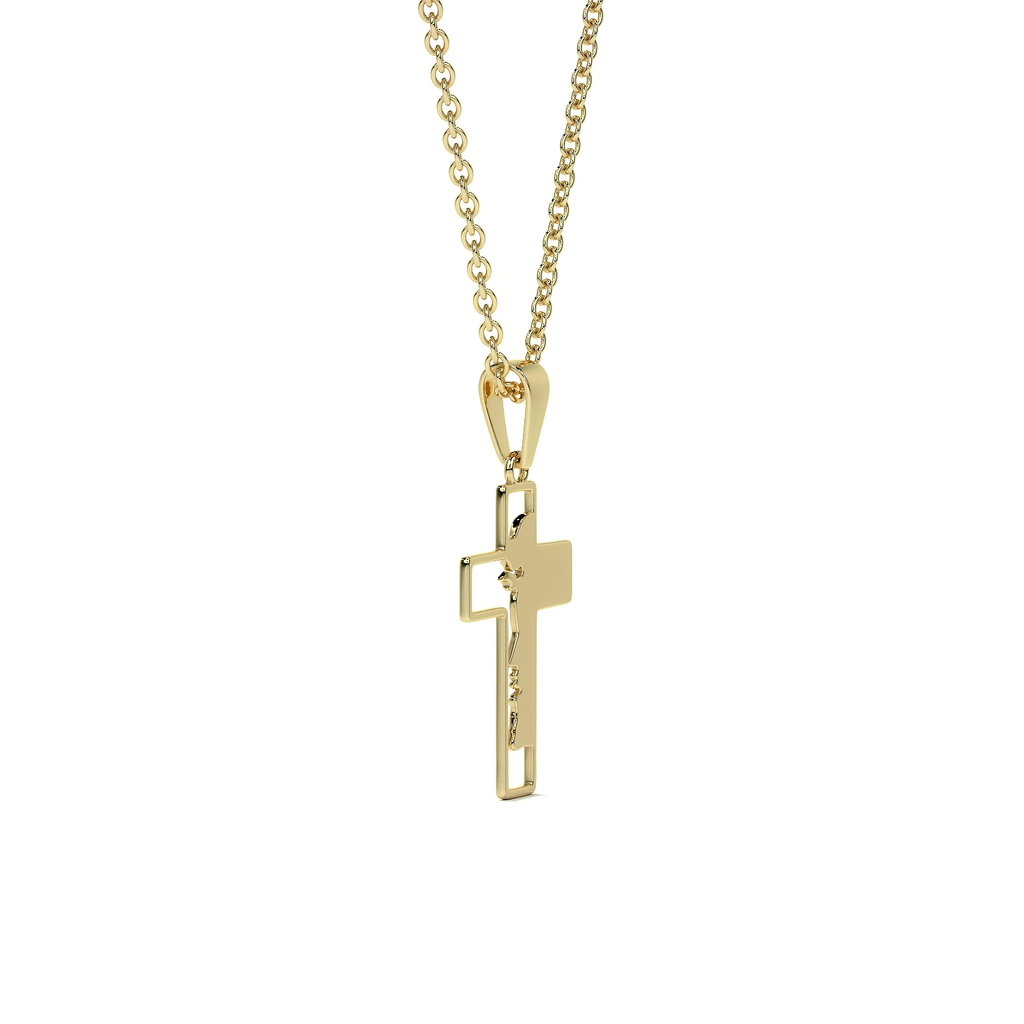 Dije de Cruz de Oro 10K con Rostro de Cristo – Elegancia y Fe para Hombre