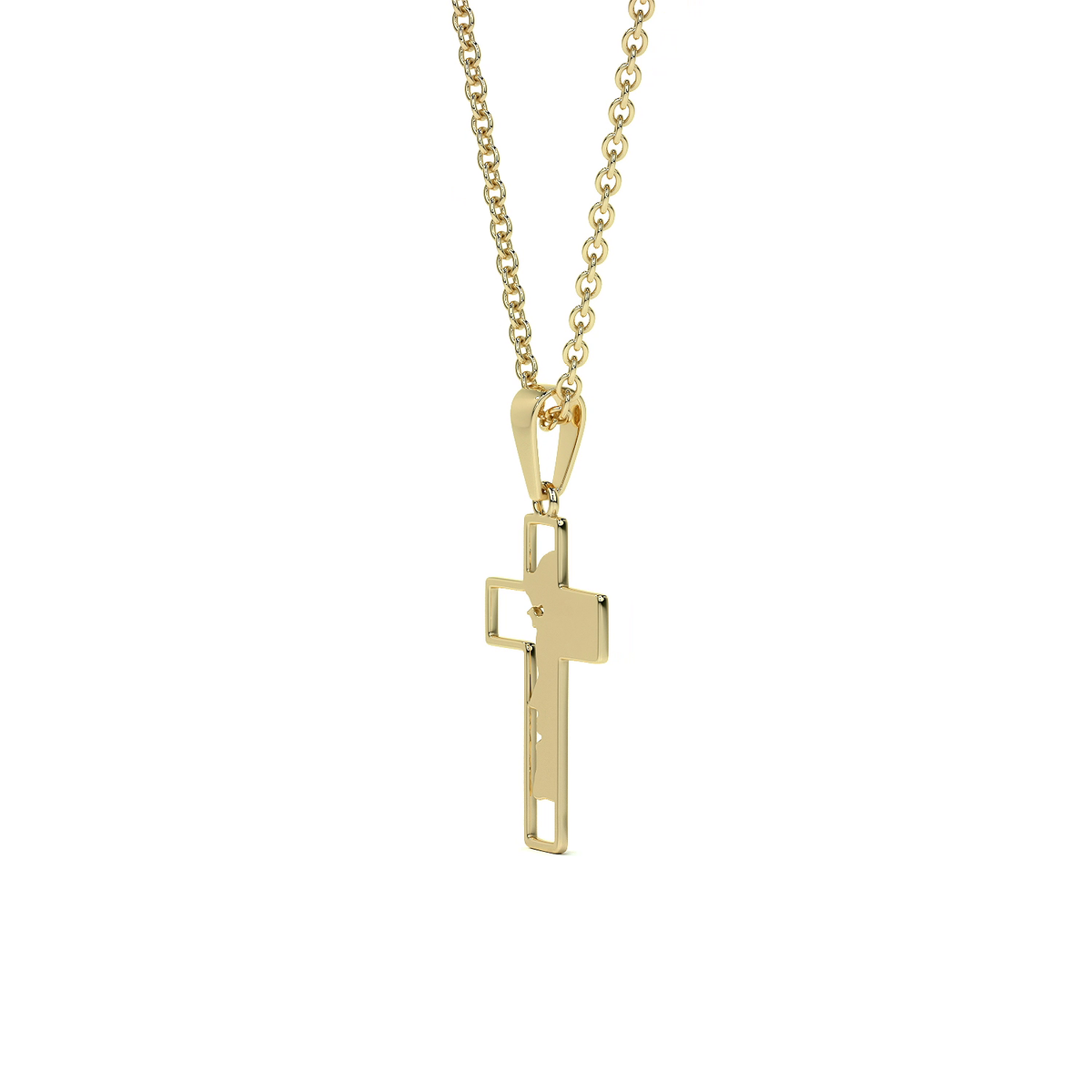 Dije de Cruz de Oro 10K con Rostro de Cristo – Elegancia y Fe para Hombre