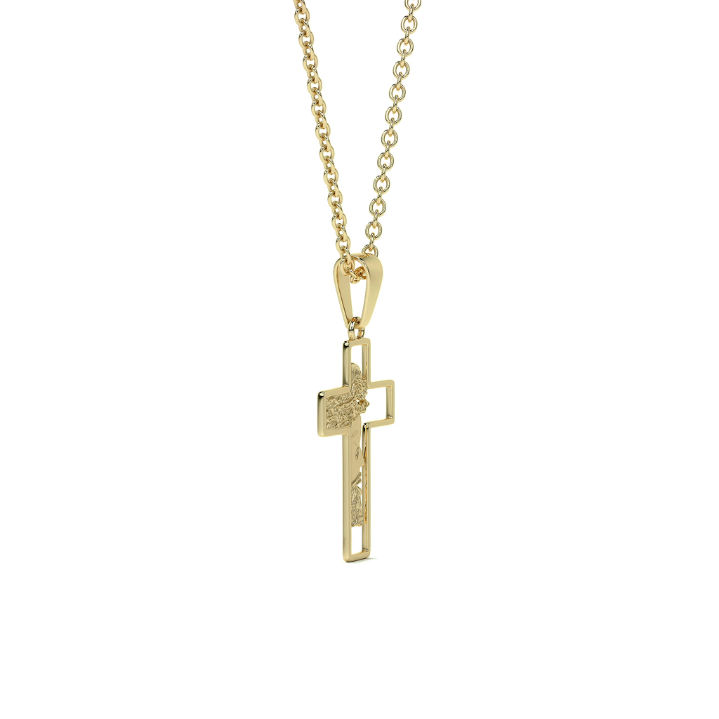 Dije de Cruz de Oro 10K con Rostro de Cristo – Elegancia y Fe para Hombre
