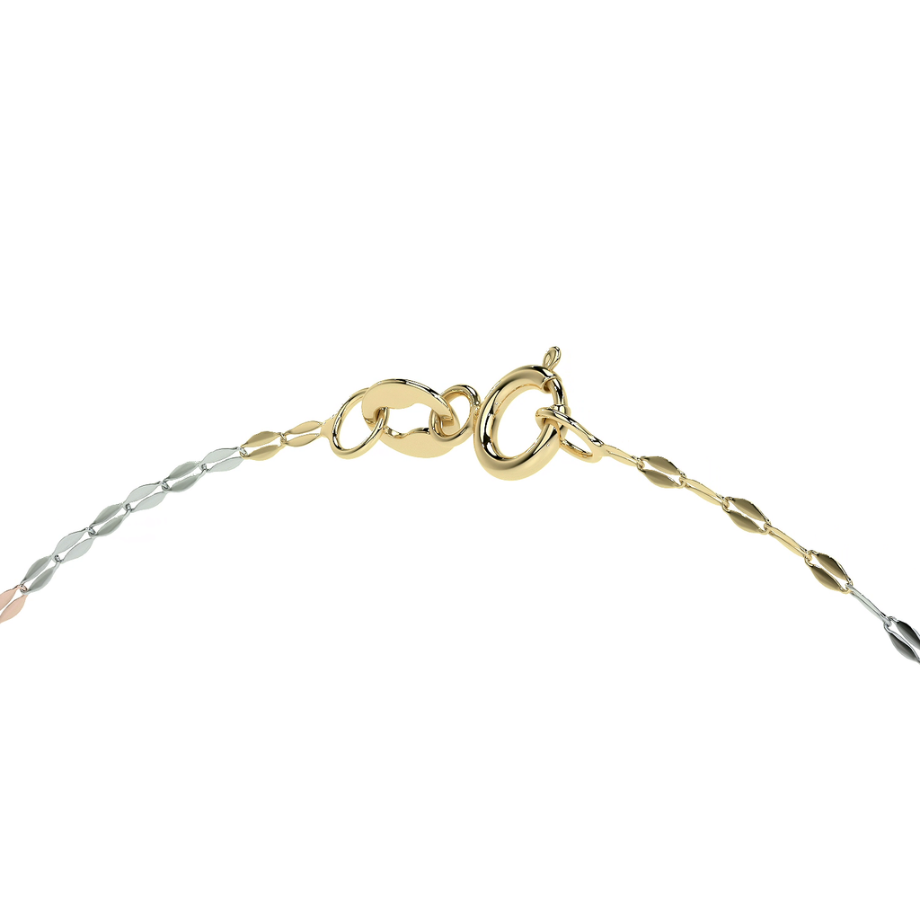 Cadena de Oro 14K Grano de Café Tricolor | Collar Italiano 1mm Oro Blanco, Amarillo y Rosa | 40 a 55 cm