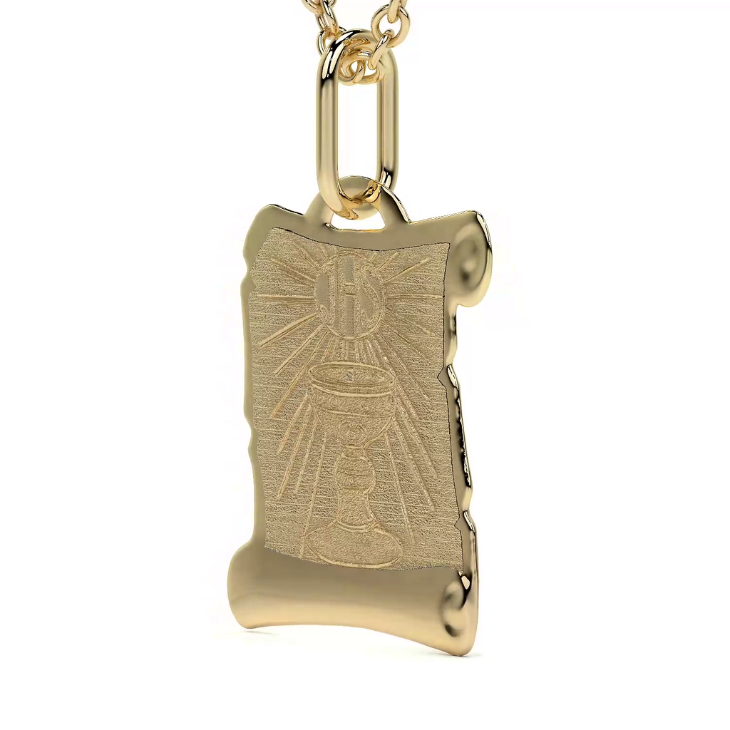 Dije de Oro 10K Medalla Religiosa Sagrado Caliz | Dije Oro Italiano 12mm | Joyería Fina