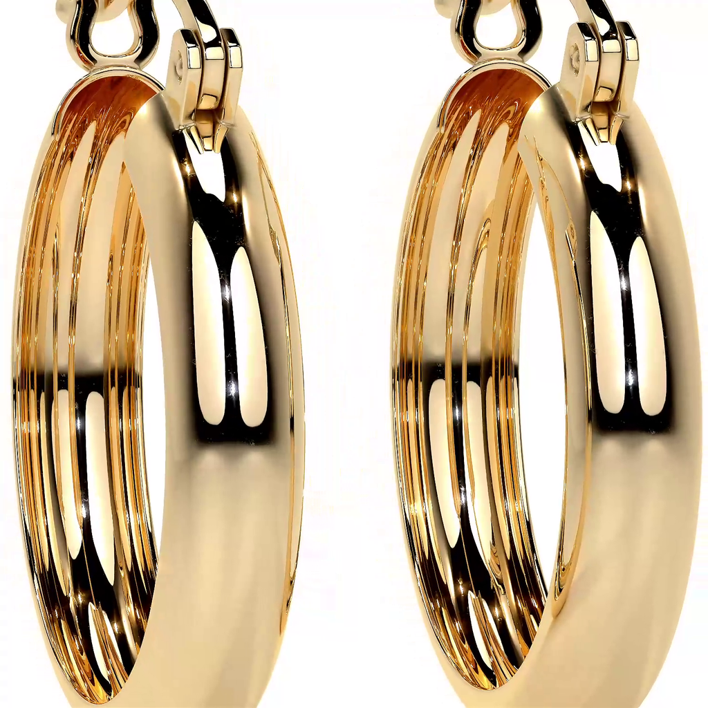 Arracada Bangle De Oro De 10k Lisa De 4mm de Ancho
