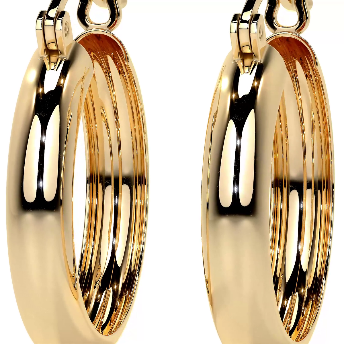 Arracada Bangle De Oro De 14k Lisa De 4mm de Ancho