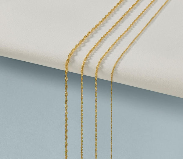 Cadena Singapur Oro 10k 50cm 2mm .8gr Italiano Color Dorado