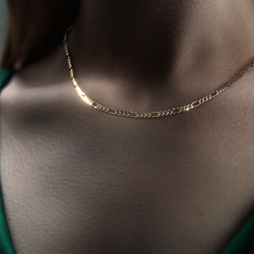 Cadena de Oro 10K Figaro 3x1 Unisex| Collar Italiano 3.5mm Imperial Jewelry | Joyería Fina Resistente
