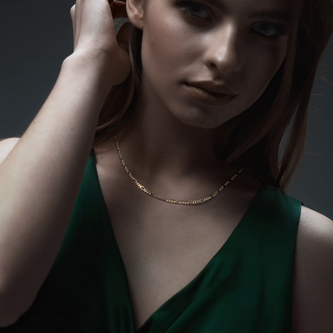 Cadena de Oro 10K Figaro 3x1 Unisex| Collar Italiano 3.5mm Imperial Jewelry | Joyería Fina Resistente