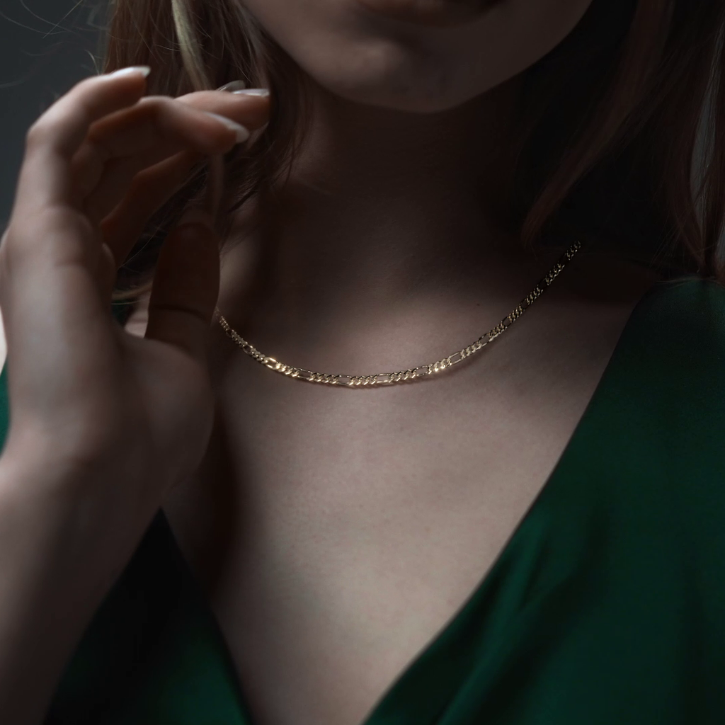 Cadena de Oro 10K Figaro 3x1 Unisex| Collar Italiano 3.5mm Imperial Jewelry | Joyería Fina Resistente