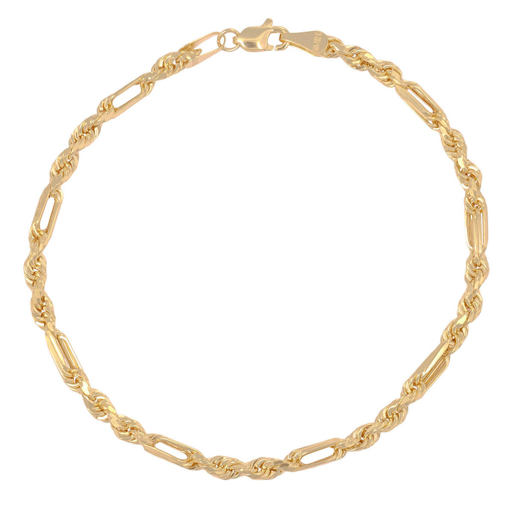 Pulsera Italiana Milano 3x1 De 10 Quilates 3.6mm, 21.5cm