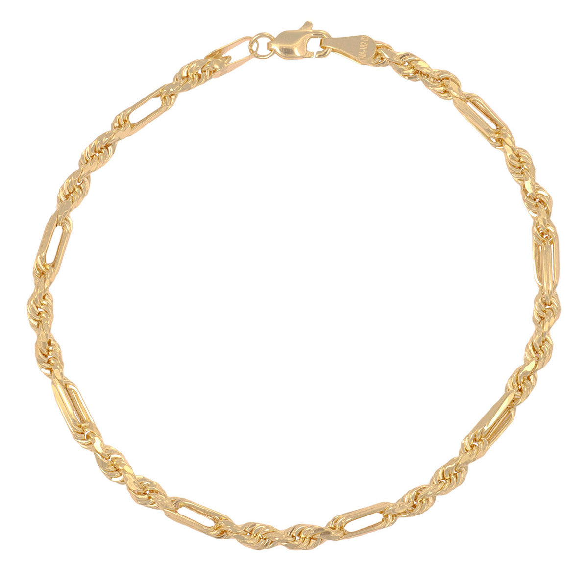 Pulsera Italiana Milano 3x1 De 10 Quilates 3.6mm, 21.5cm