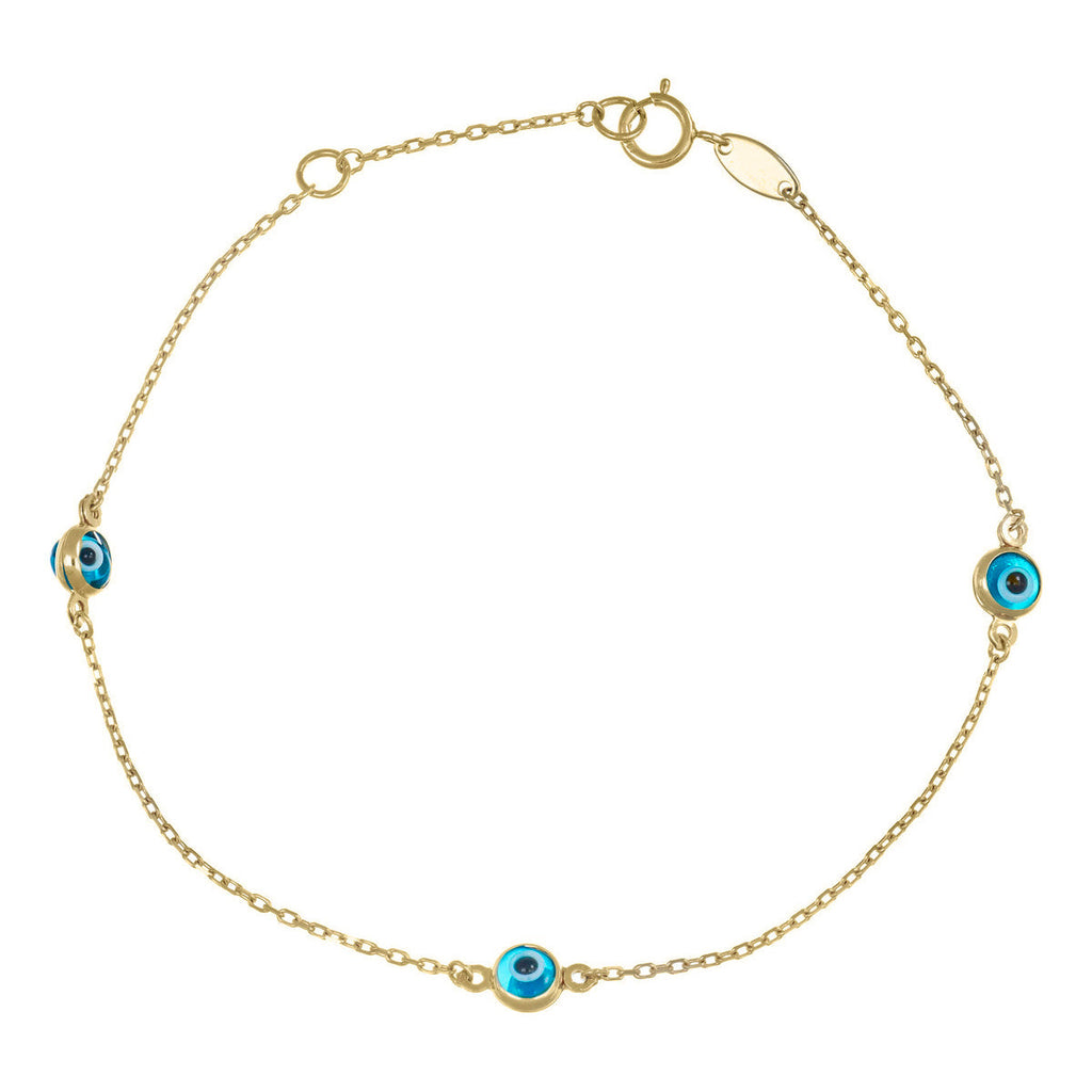 Pulsera Turca De Ojitos De 10 Quilates 0.6mm, 18 Cm