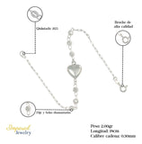 Pulsera De Plata 925 Con Corazon Y Bola Diamantada 18 Cm