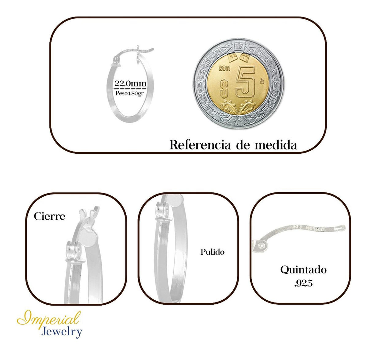 Arete Ovalado De Tubo Triangular De Plata 925 Liso De 22 Mm